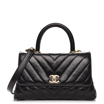 Chanel Calfskin Chevron Quilted Mini Coco Handle Flap Black 1 of 8