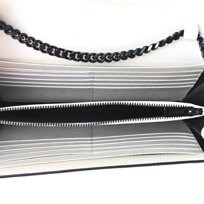 Saint Laurent Grain De Poudre Matelasse Monogram Chain Wallet White Black 5 of 11