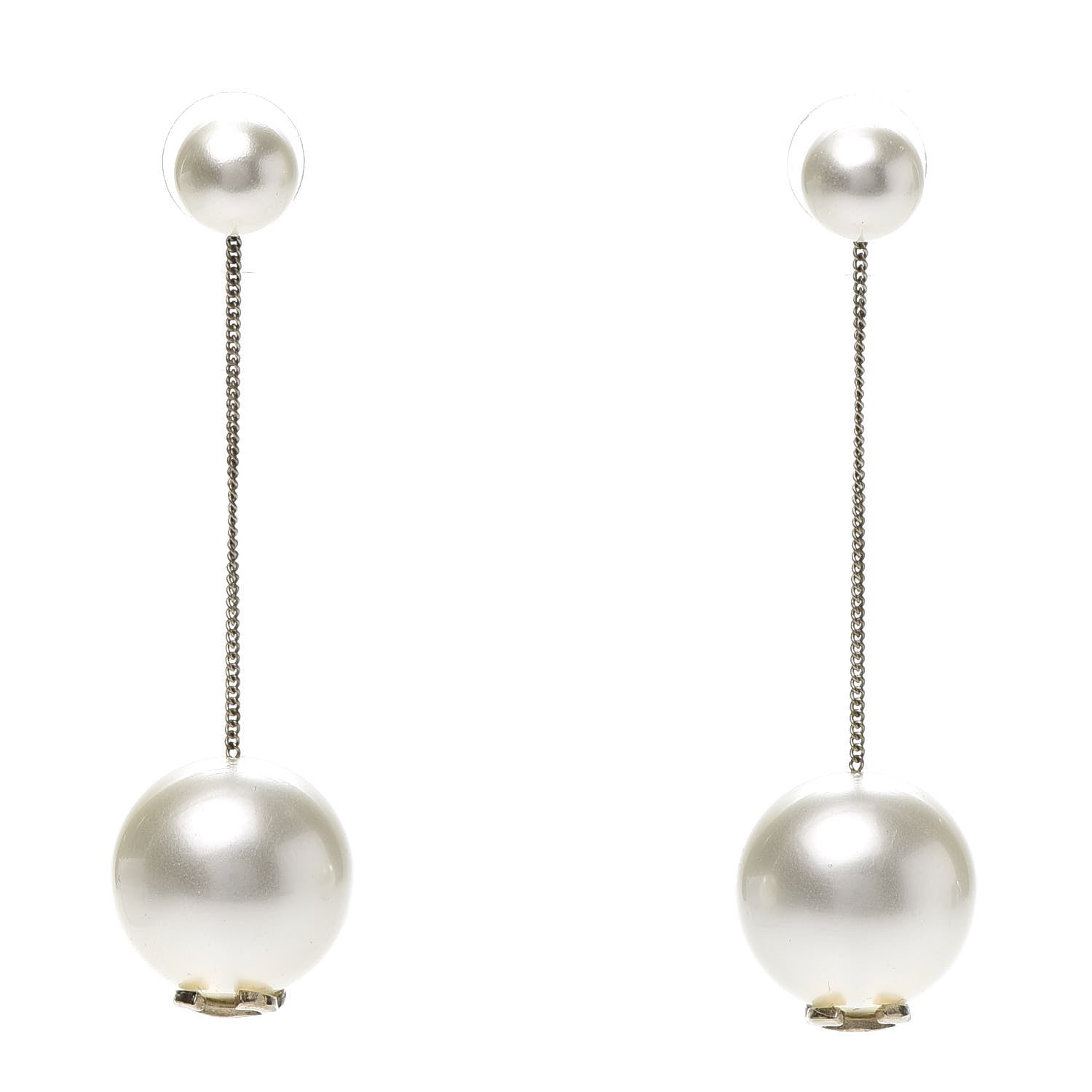 Chanel Pearl CC Chain Drop Earrings Gold 1 of 4