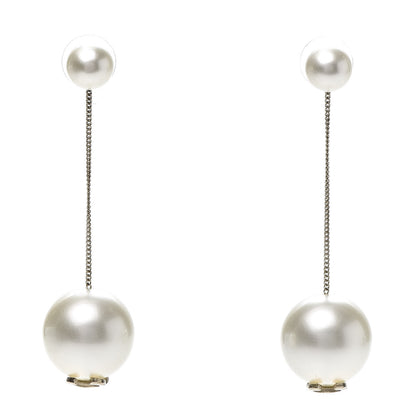 Chanel Pearl CC Chain Drop Earrings Gold 1 of 4