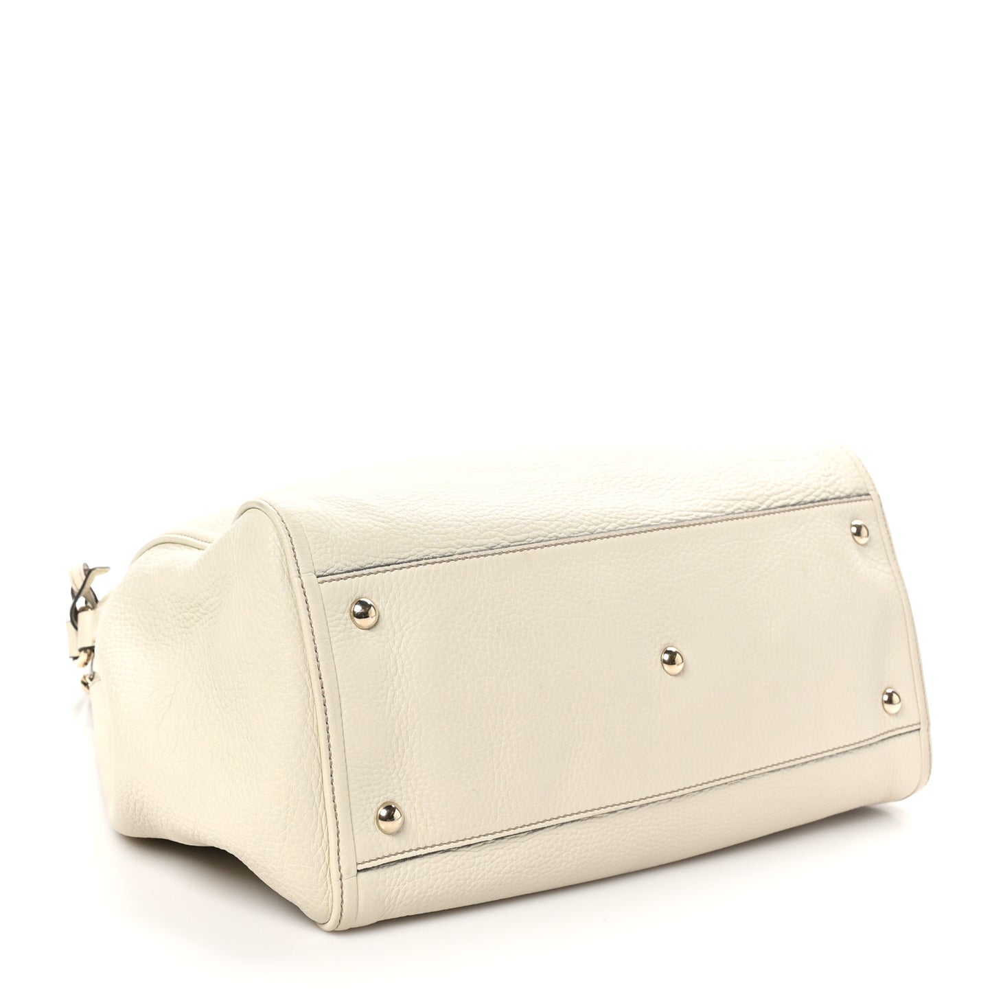 Pebbled Calfskin Medium Soho Shoulder Bag Off White