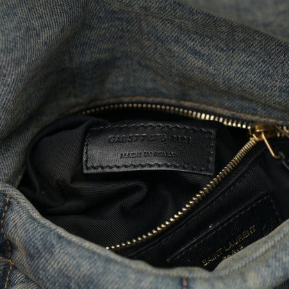Saint Laurent Denim Quilted Small Loulou Puffer Monogram Chain Satchel Blue Cinnamon 7 of 12