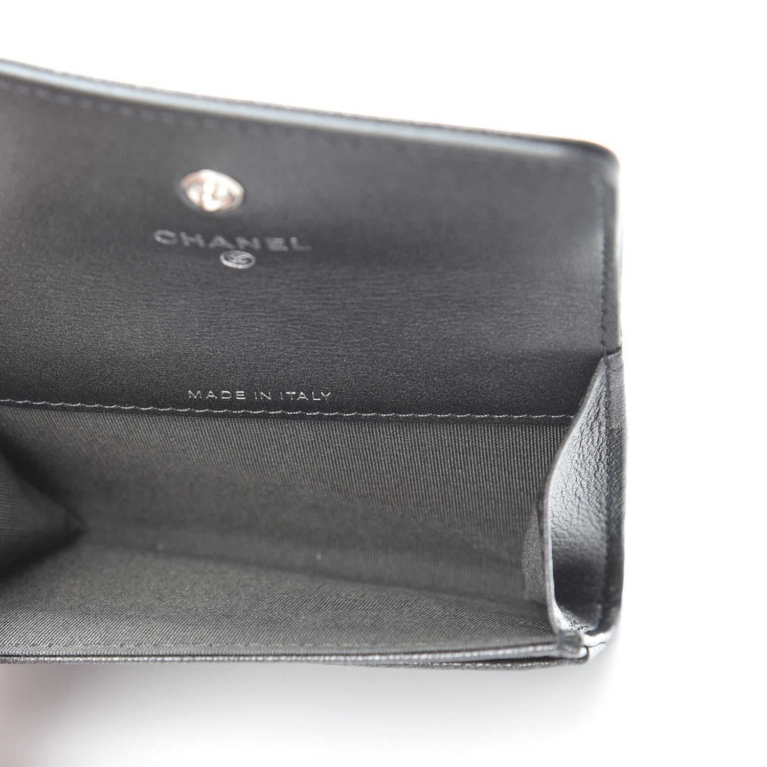 Chanel Goatskin Camellia Embossed Flap Card Holder Wallet Grey 5 of 8