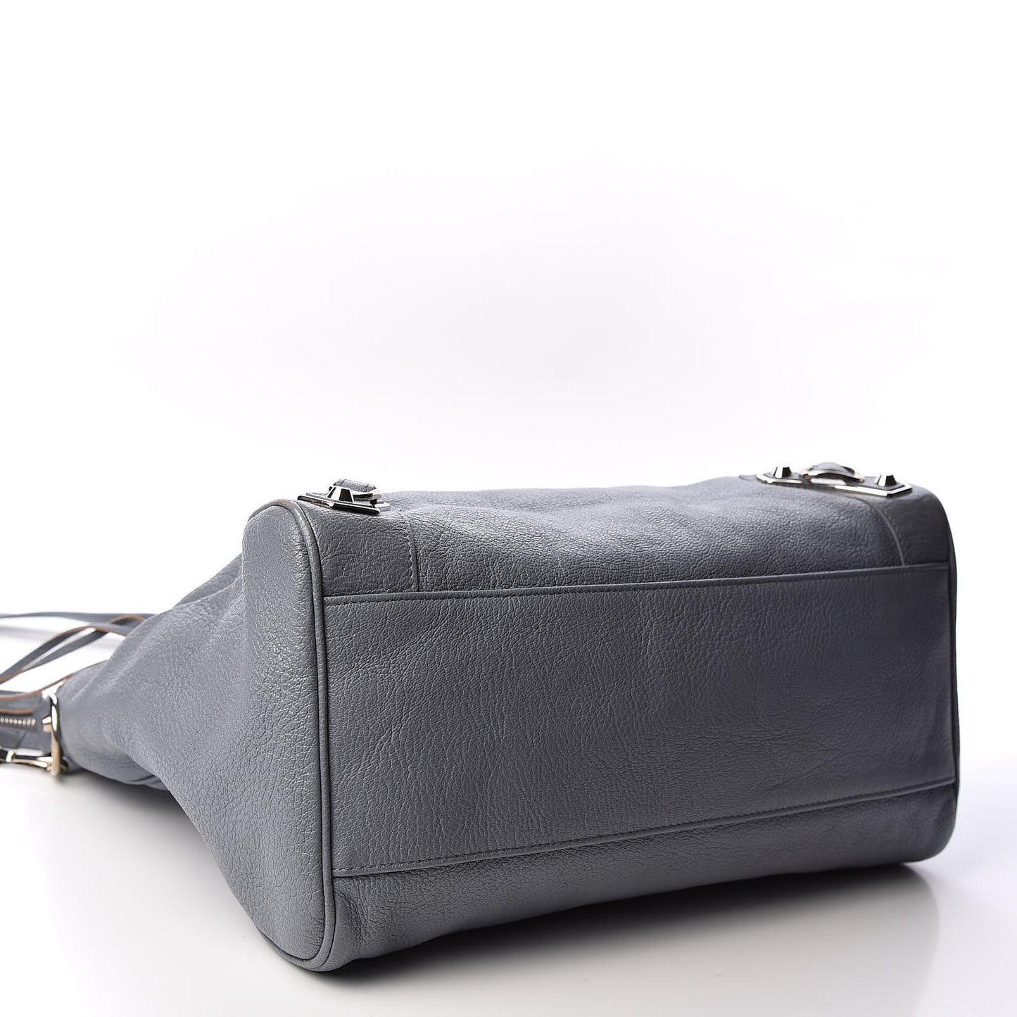 Chevre Silver Metallic Edge Hardware Velo Bleu Acier
