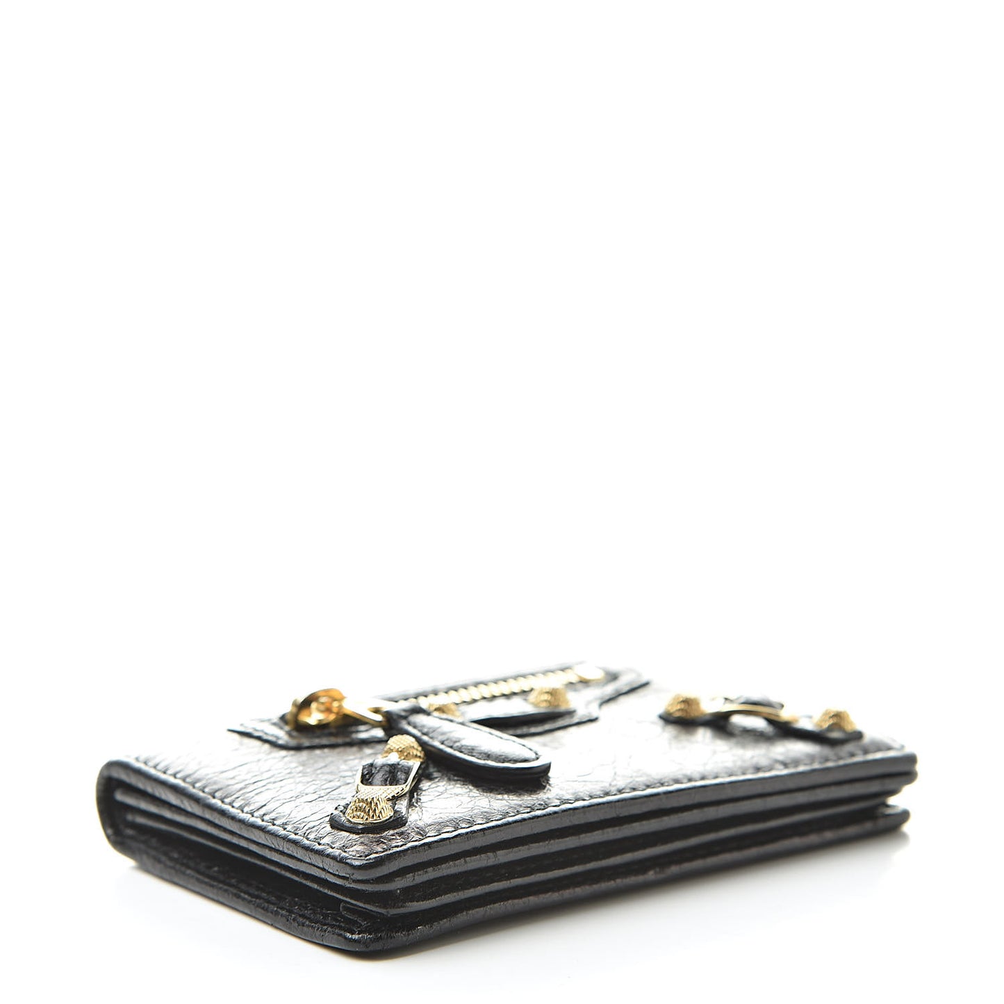 Agneau Giant 12 Gold Hardware Card Case Black