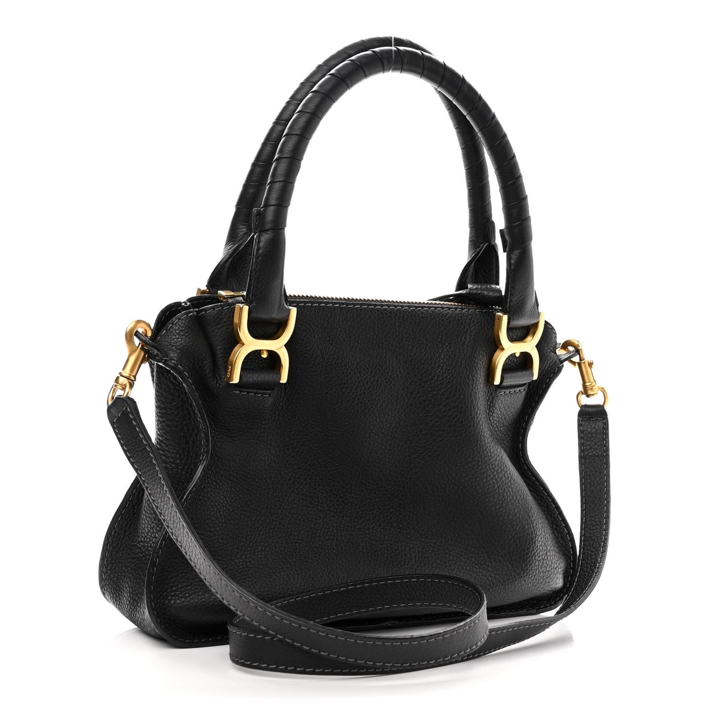 Calfskin Small Marcie Satchel Black