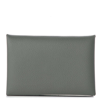 Hermes Evercolor Calvi Verso Card Case Vert Amande Gris Perle 1 of 8
