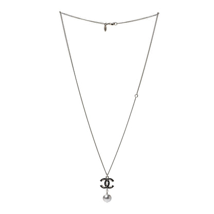 Chanel Enamel Pearl CC Baroque Drop Necklace Black Gold 2 of 4