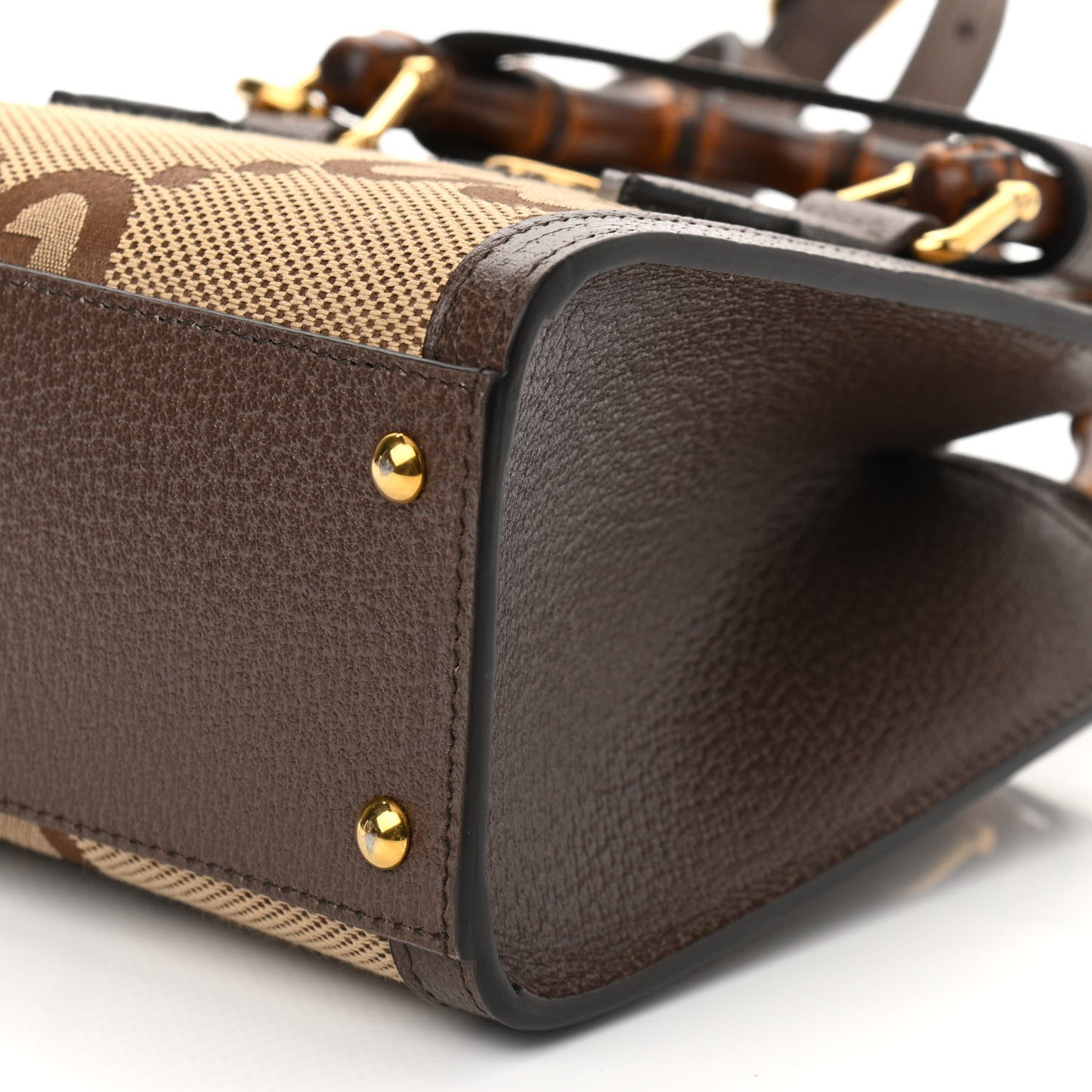 Monogram Jumbo GG Textured Dollar Calfskin Mini Diana Tote Bag Camel Ebony New Acero