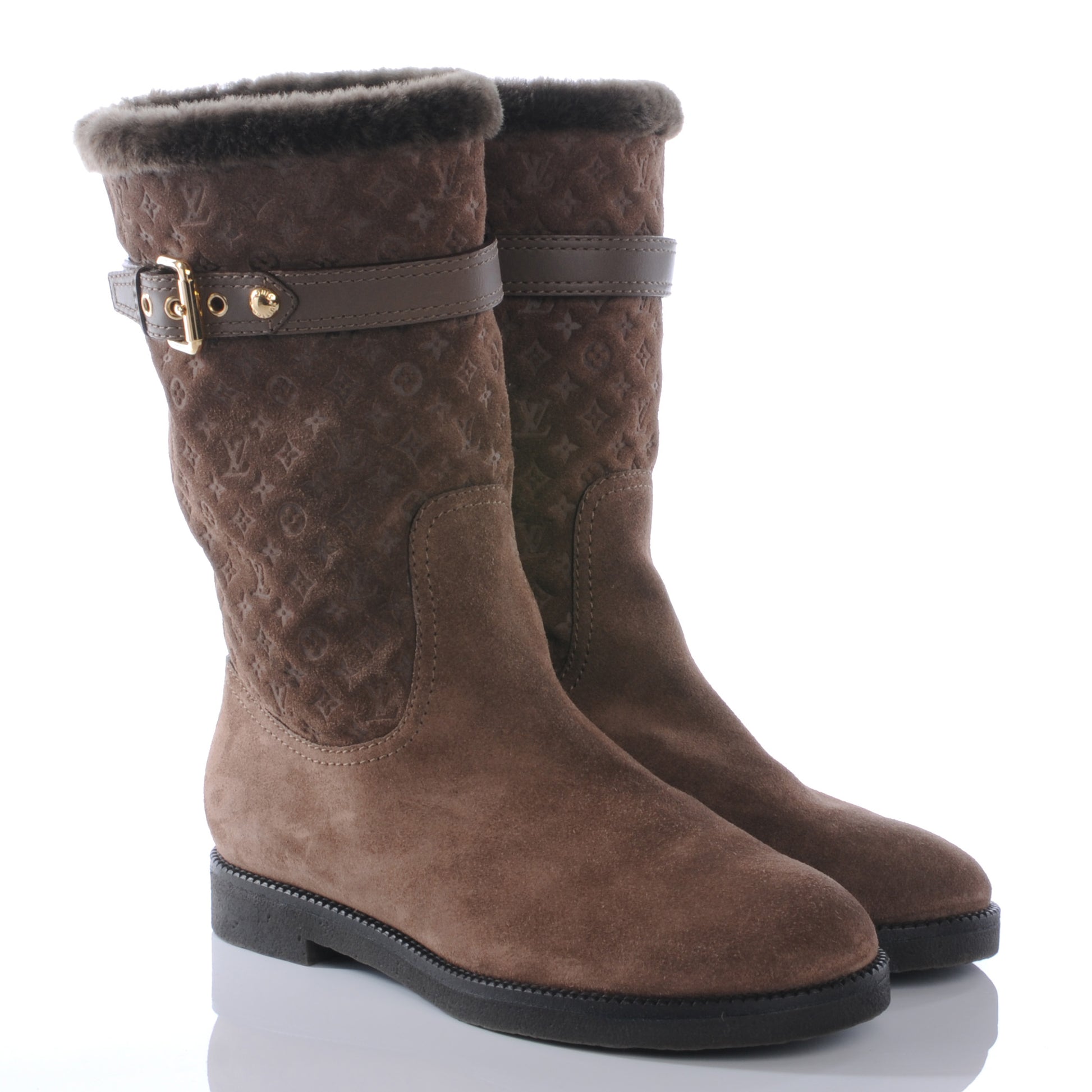 Louis Vuitton Suede Fur Wintry Boots 38 Brown 5 of 10