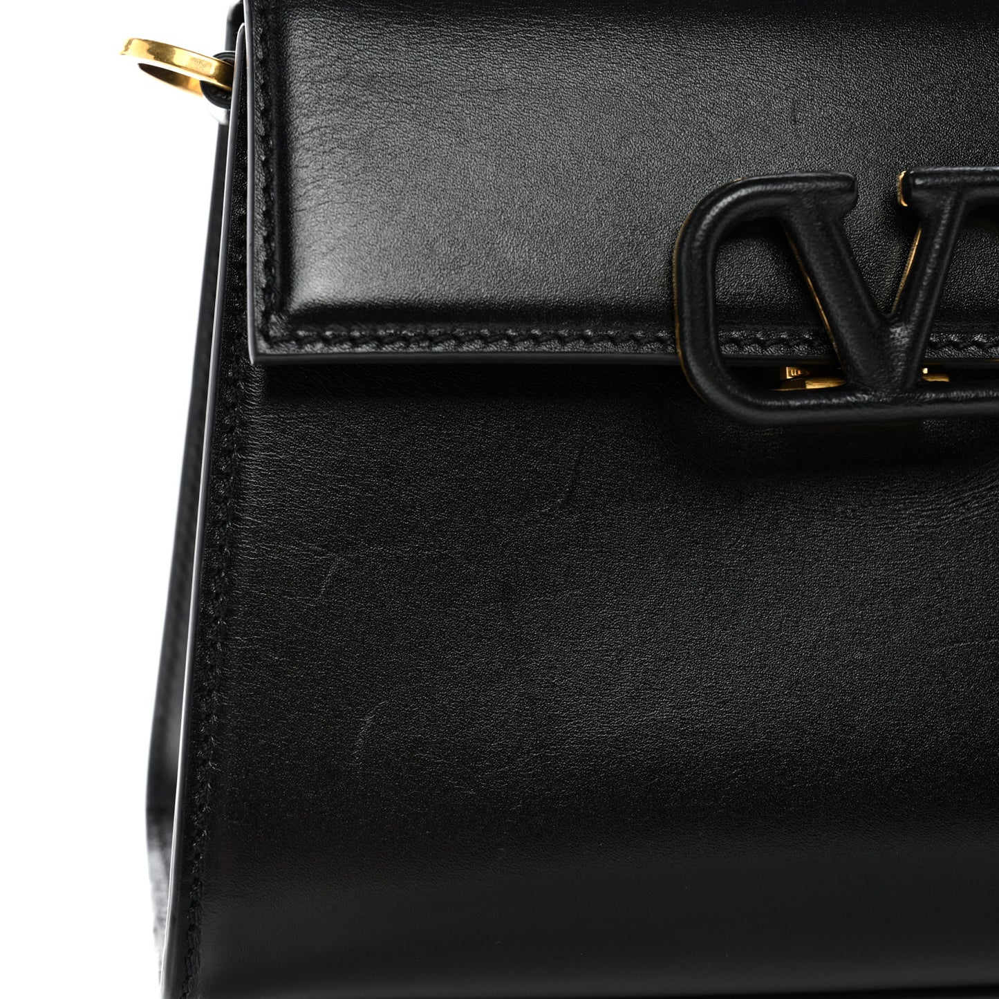 Calfskin Mini VSling Top Handle Bag Black
