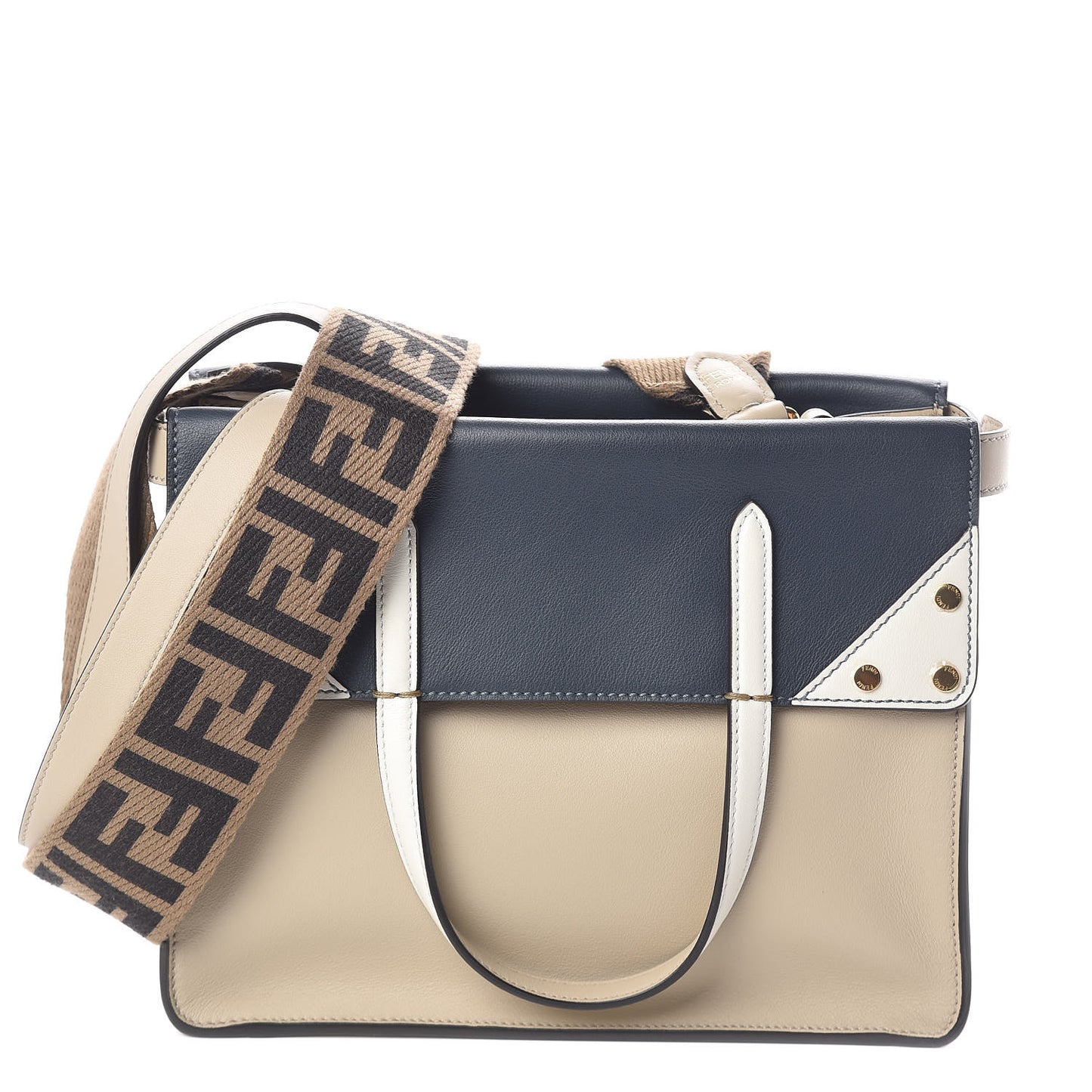 Vitello Grace FF 1974 Small Flip Tote Nuvola Notte Ice