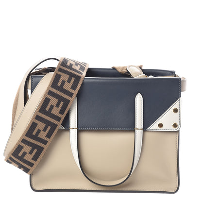 Fendi Vitello Grace FF 1974 Small Flip Tote Nuvola Notte Ice 1 of 9