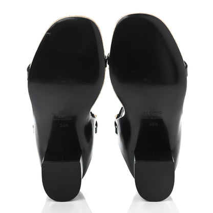 Valentino Garavani Calfskin Rockstud Ankle Strap Espadrille 10/60mm Sandals 36.5 Black 5 of 7