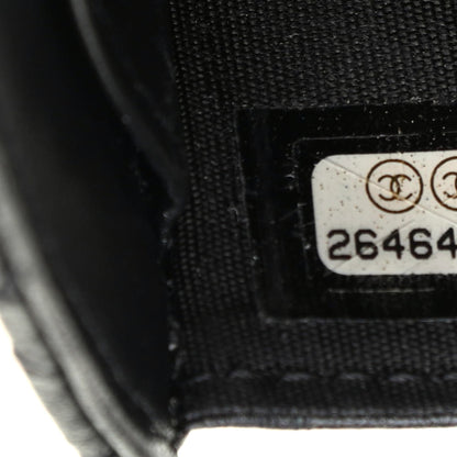 Chanel Lambskin Camellia Embossed Compact Wallet Black 7 of 8