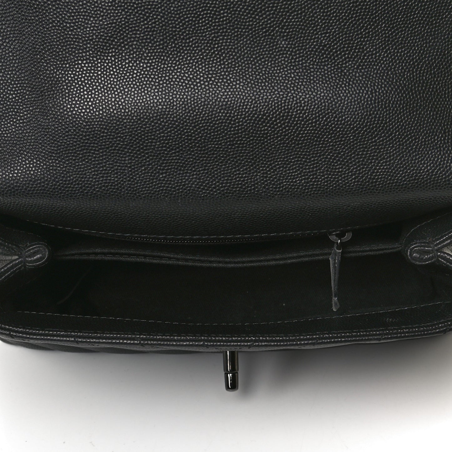 Caviar Chevron Quilted Mini Coco Handle Flap So Black