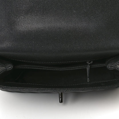 Chanel Caviar Chevron Quilted Mini Coco Handle Flap So Black 5 of 13