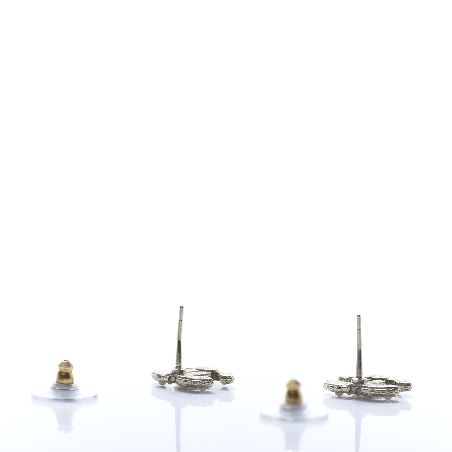 Chanel Pearl Crystal CC Stud Earrings Gold 3 of 5
