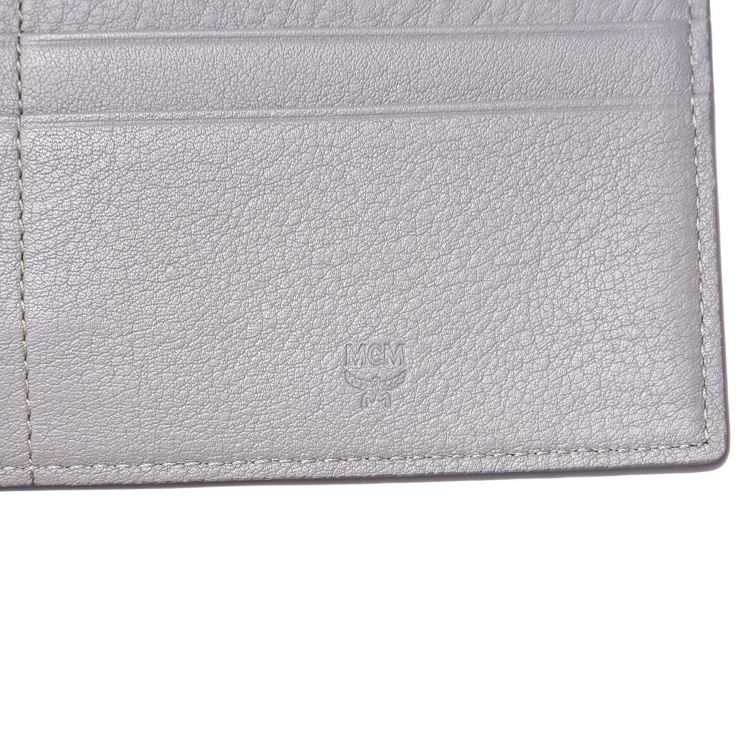 MCM Calfskin Signature Monogram Klara Flap Wallet Grey 6 of 7