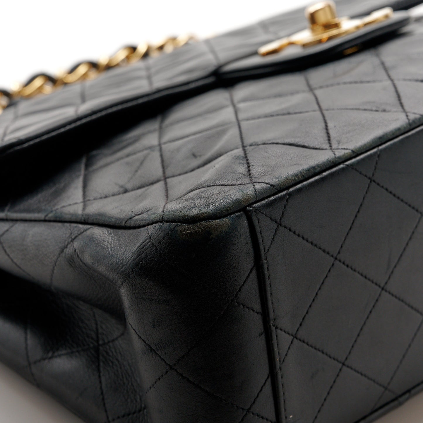 Lambskin Quilted XL Jumbo Single Flap Black