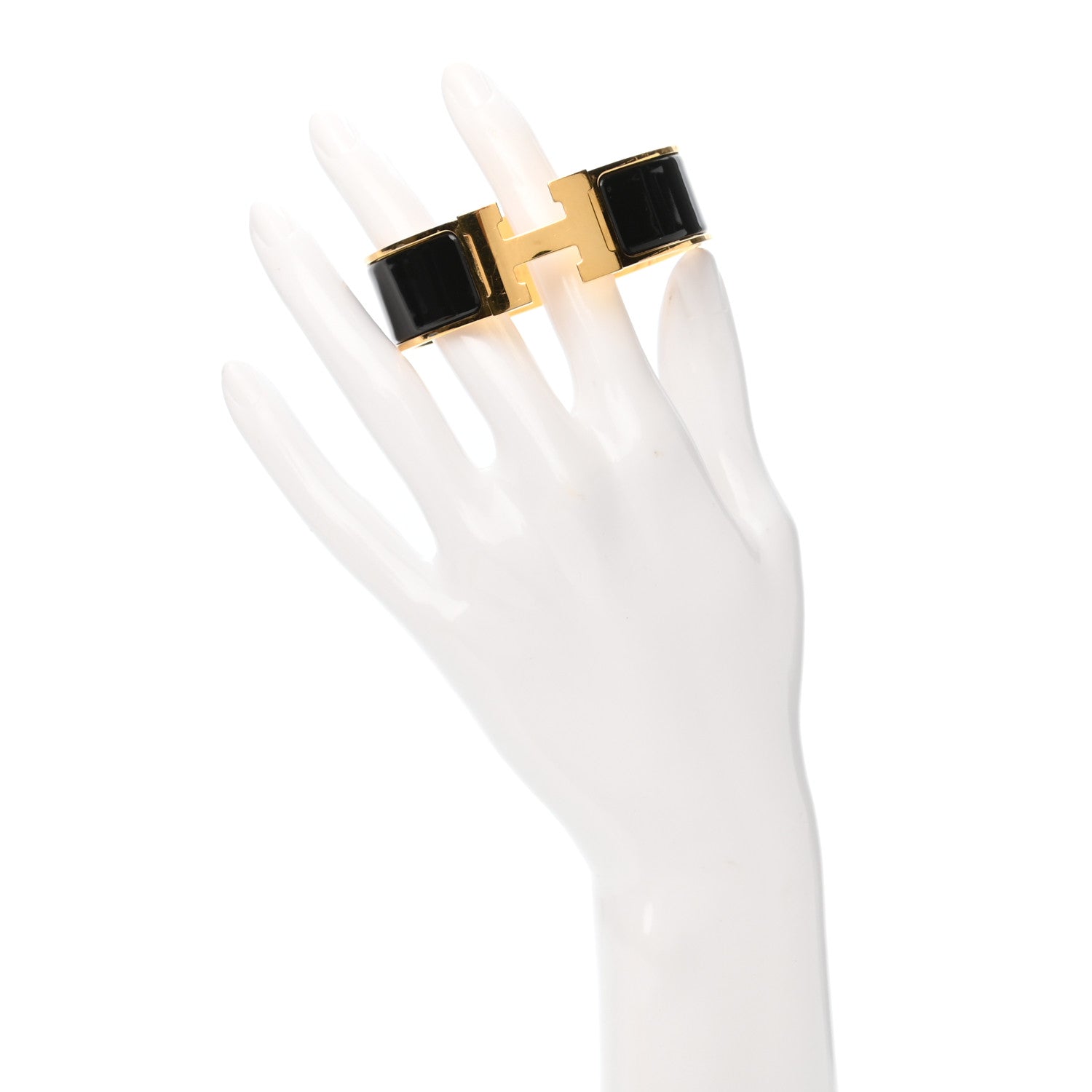 Hermes Enamel Wide Clic Clac H Bracelet GM Black 2 of 6