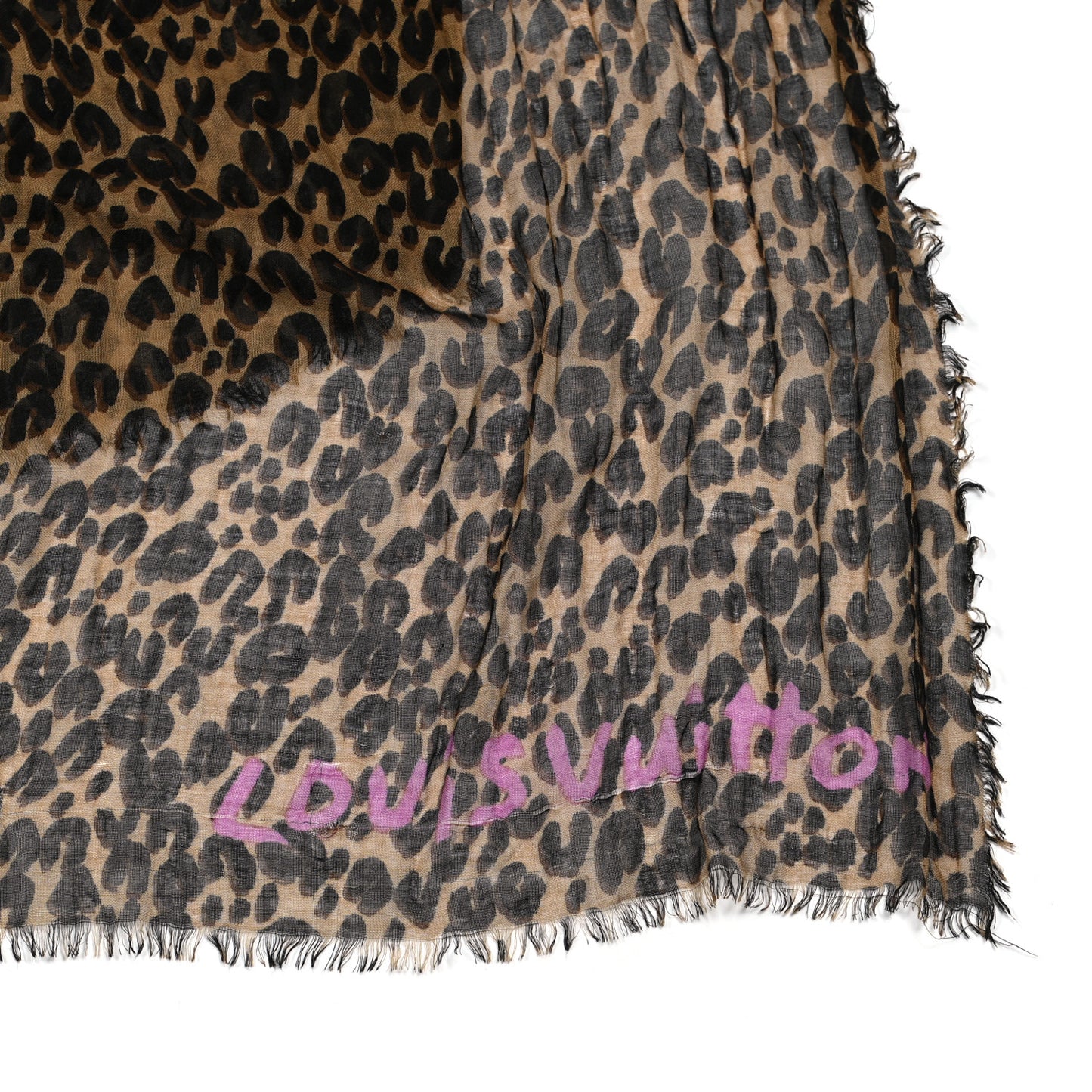 Cashmere Silk Leopard Etole Stole Marron