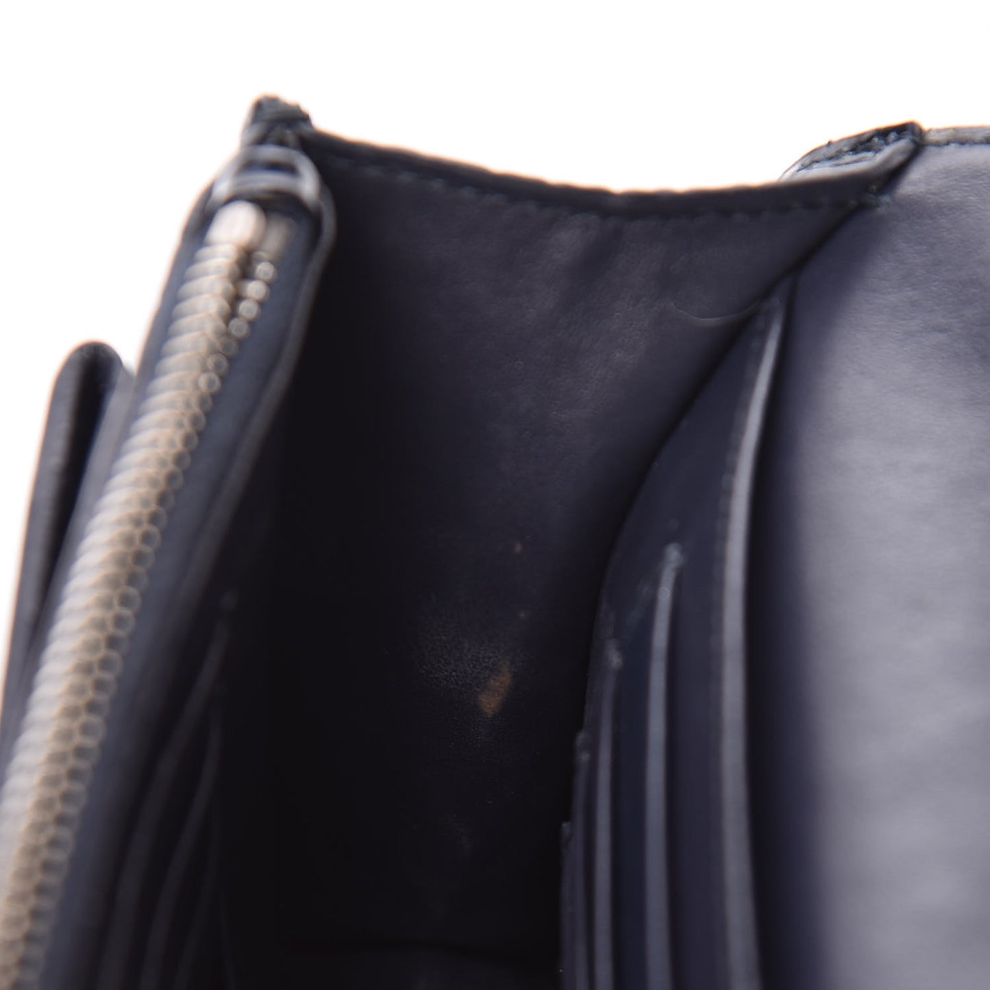 Calfskin Crocodile Embossed Monogram Sunset Chain Wallet Navy