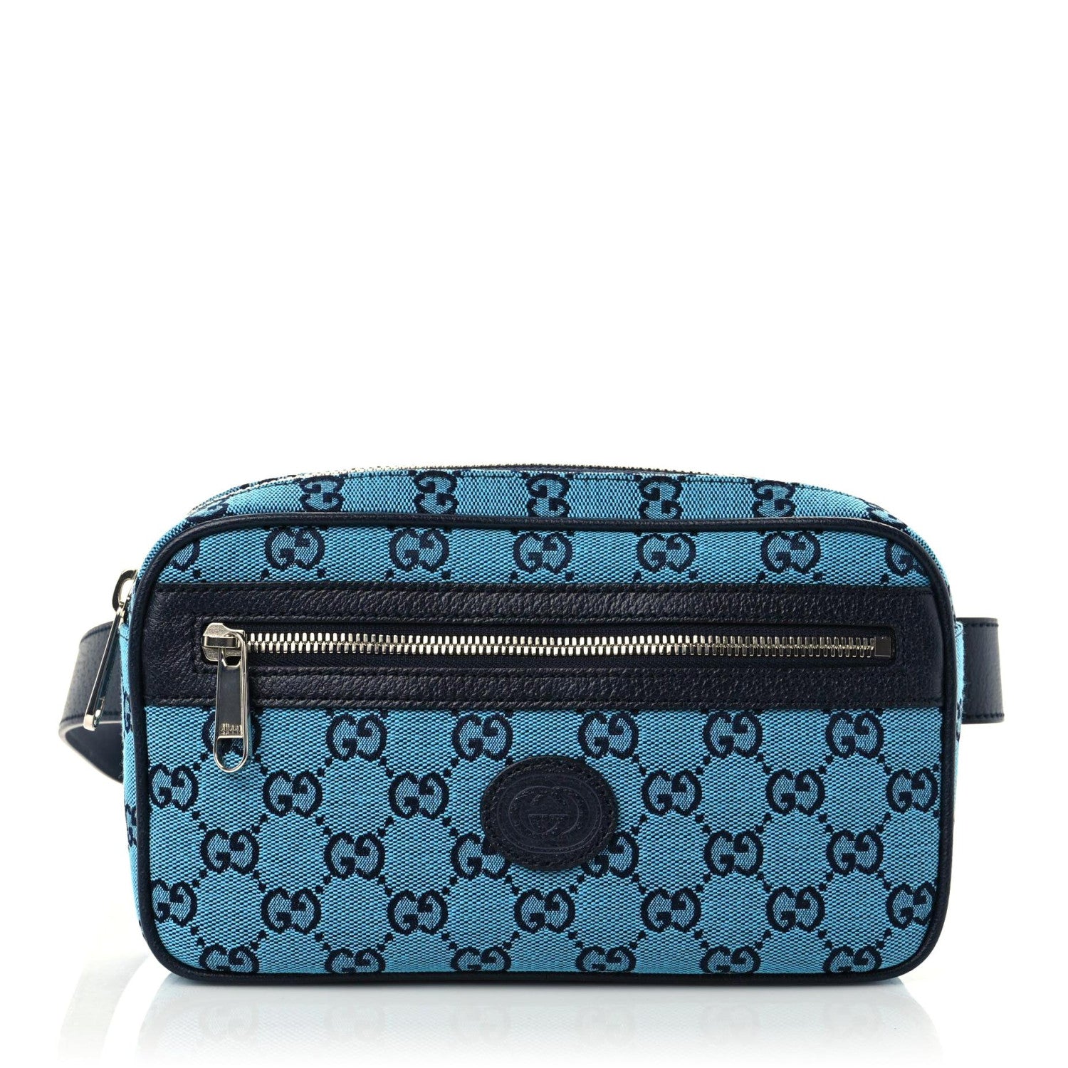 Gucci Monogram Multicolor Textured Calfskin Retro Interlocking G Belt Bag Light Blue 1 of 12