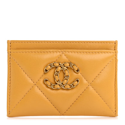 Chanel Lambskin Quilted Chanel 19 Card Holder Yellow 1 of 9