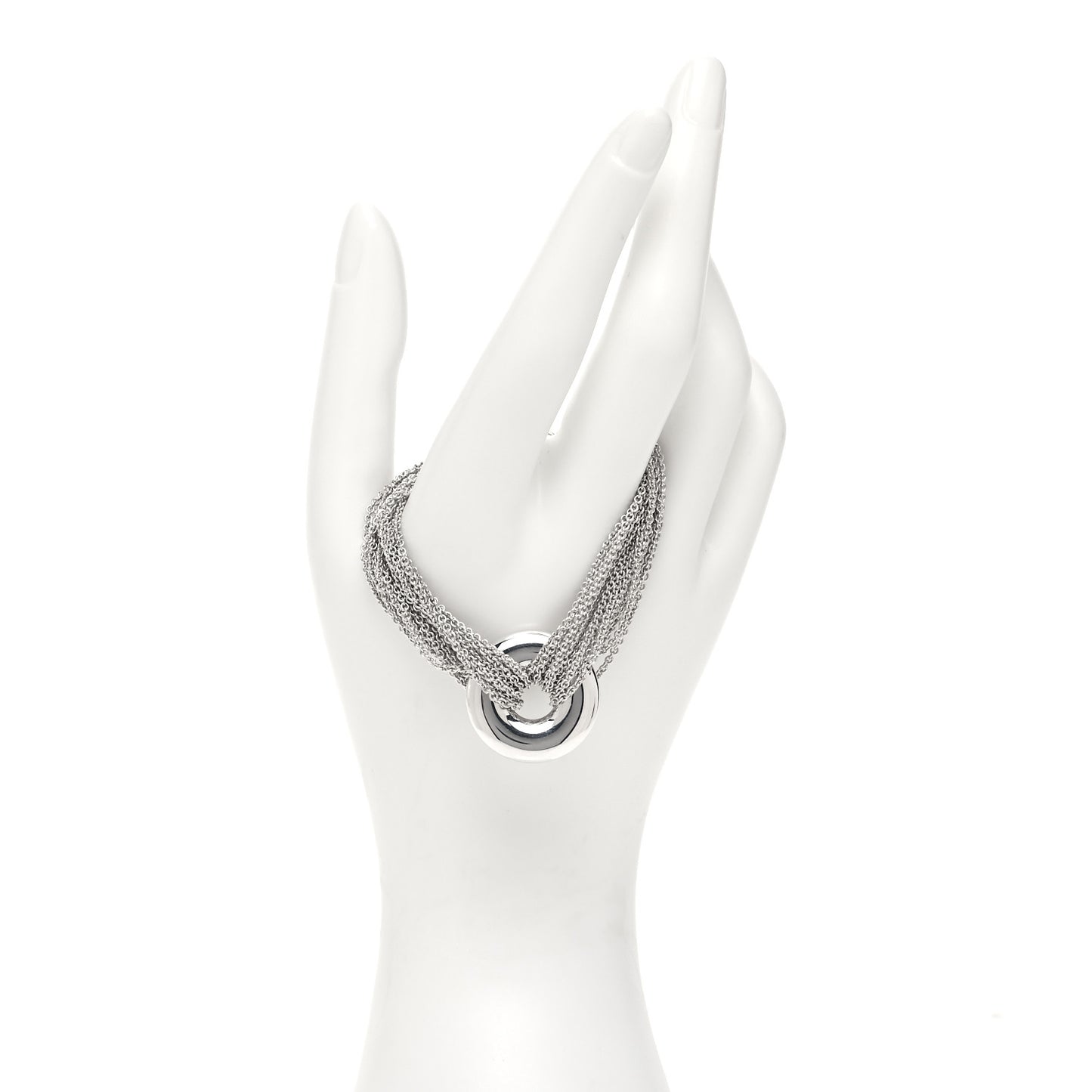 Sterling Silver Multi-Chain Circle Toggle Bracelet