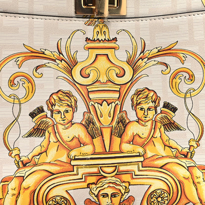 Fendi X VERSACE Vitello Seta Nappa Fendace FF Baroque Mini Peekaboo Iconic Satchel White Ice Gold 10 of 12