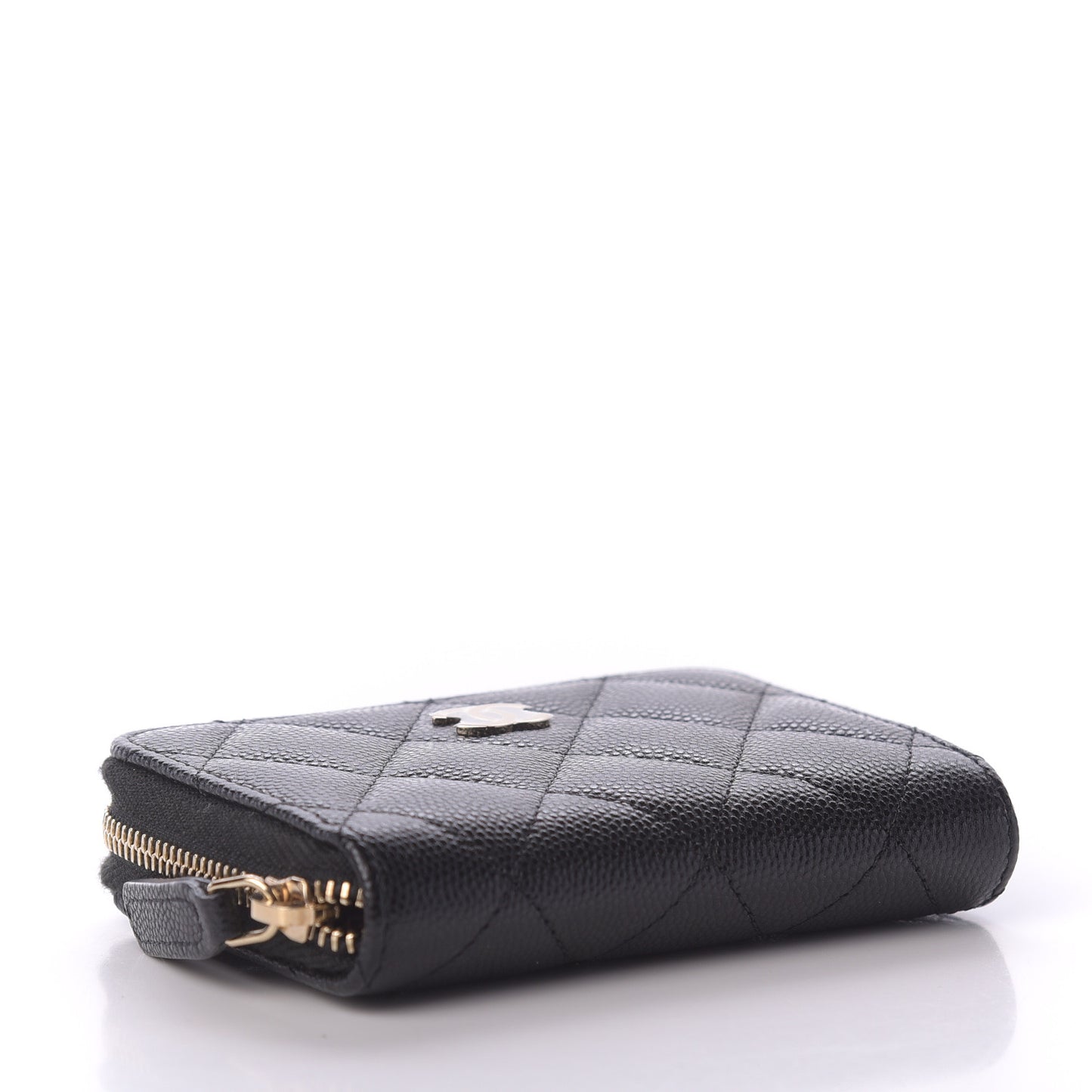 Caviar Quilted Zip Coin Purse Black