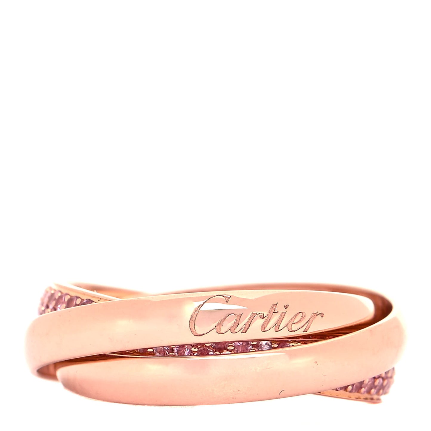 18K Pink Gold Pink Sapphire Trinity Ring 51 5.75