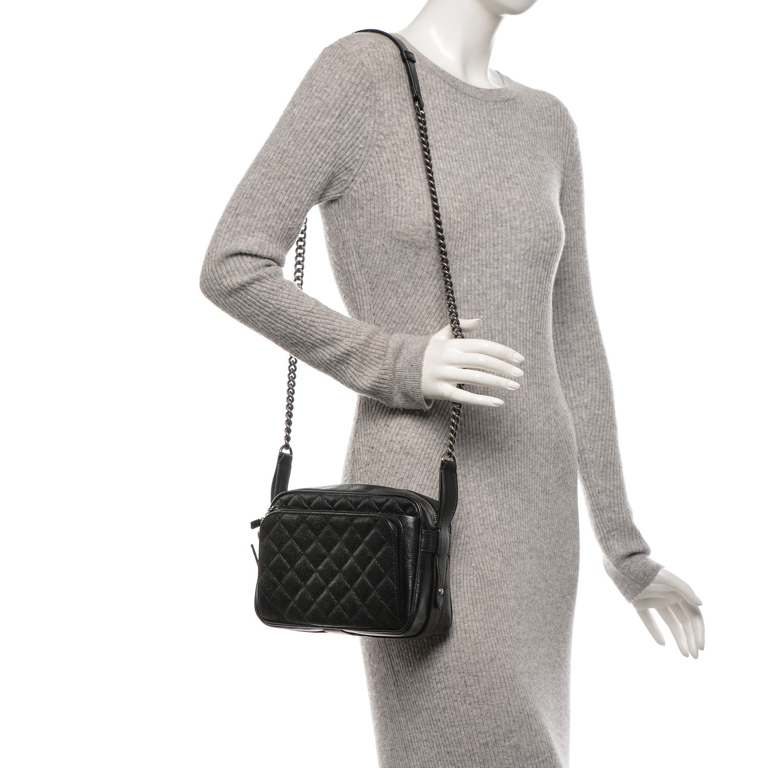 Chanel Caviar Quilted Medium Business Trip Camera Bag Black 2 of 7