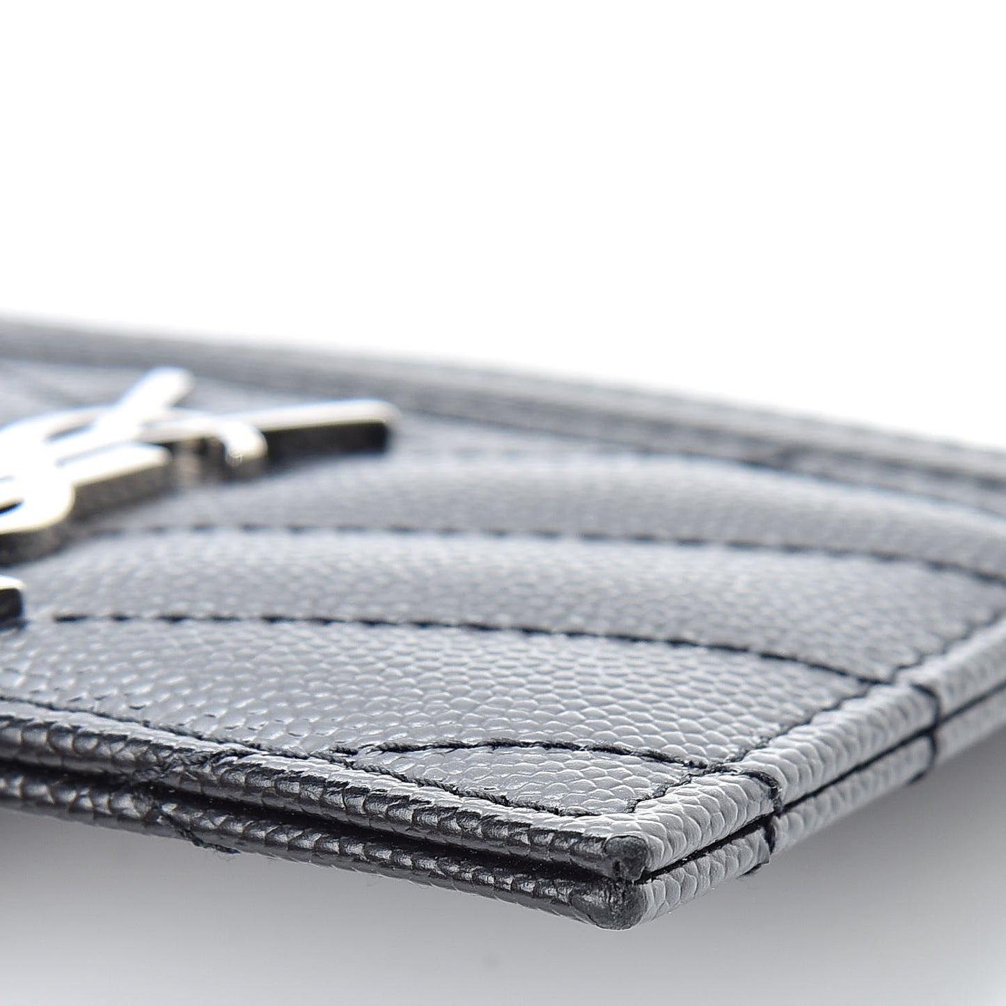 Grain De Poudre Matelasse Chevron Monogram Credit Card Case Black