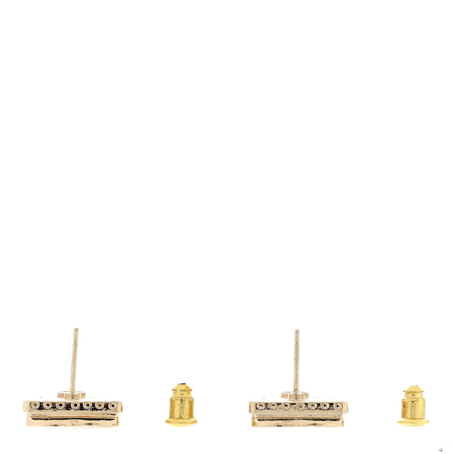 Chanel Crystal CC Square Earrings Gold 3 of 4