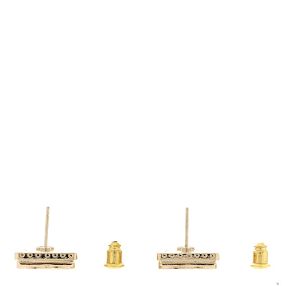 Chanel Crystal CC Square Earrings Gold 3 of 4