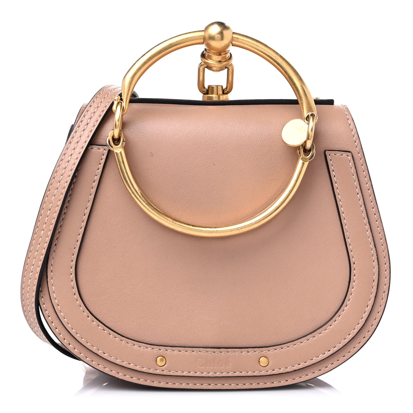 Calfskin Suede Small Nile Bracelet Bag Biscotti Beige