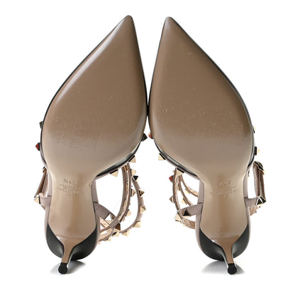 Valentino Garavani Calfskin Rockstud Ankle Strap 65mm Pumps 37.5 Black Poudre 6 of 14