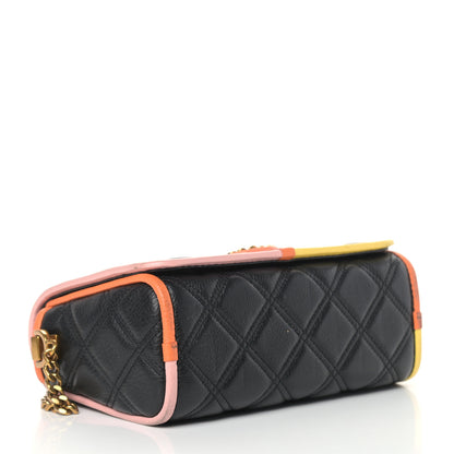 Marc Jacobs Grained Calfskin Quilted Double Stitched The Status Flap Crossbody Bag Black Multi 4 of 14