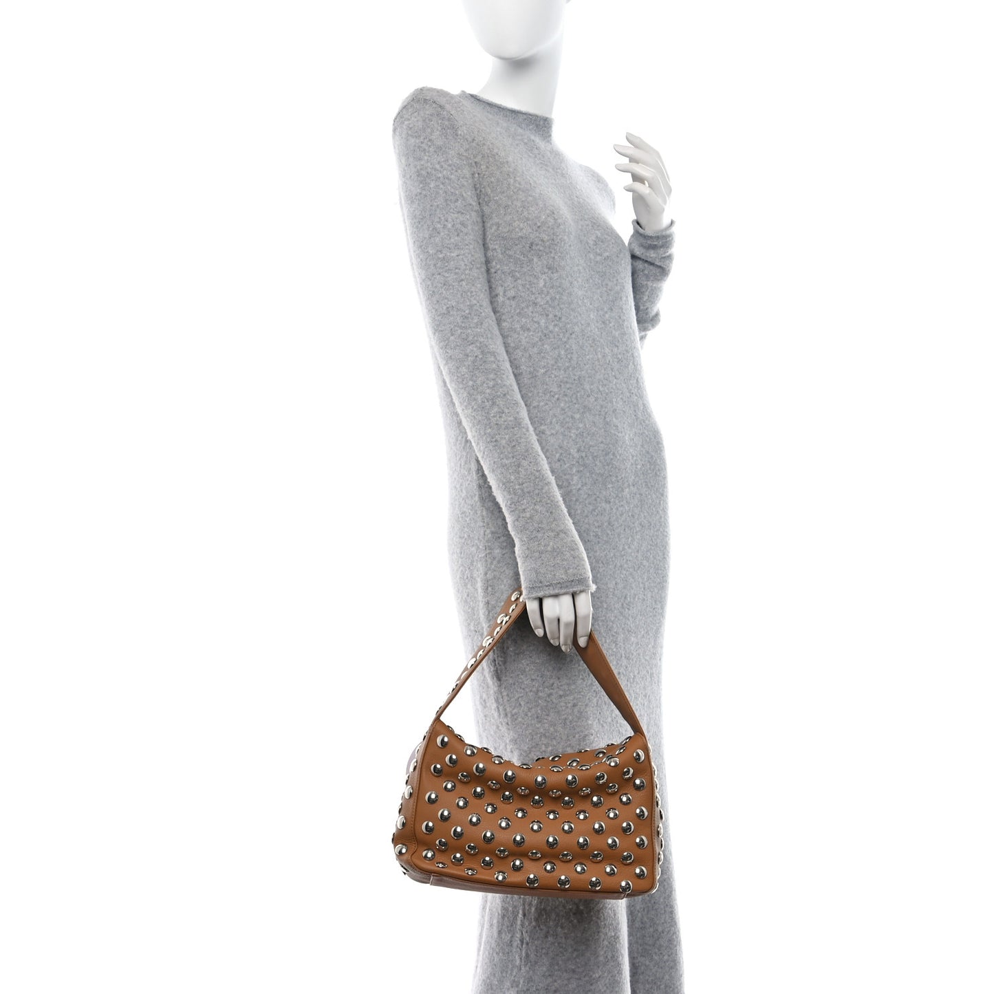 Pebbled Sport Calfskin Studded Elena Nougat