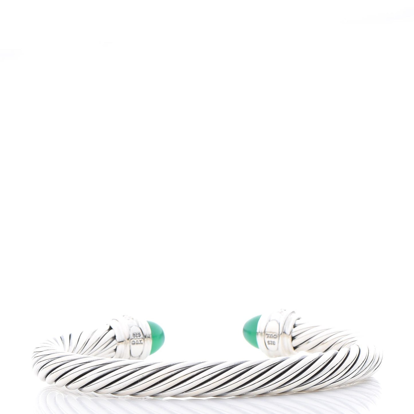 Sterling Silver Diamond Green Onyx 7mm Cable Classics Bracelet