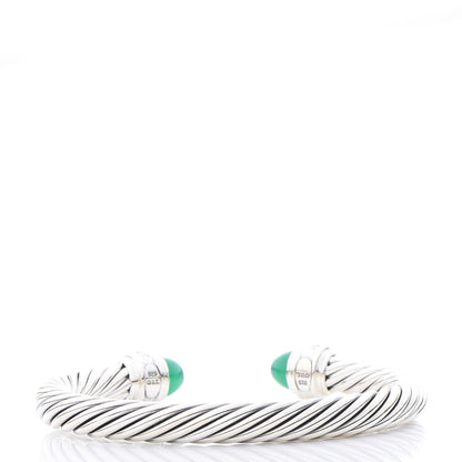 David Yurman Sterling Silver Diamond Green Onyx 7mm Cable Classics Bracelet 3 of 5