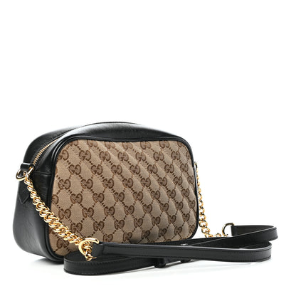 Gucci Monogram Matelasse Diagonal Small GG Marmont Chain Shoulder Bag Beige Black 3 of 9