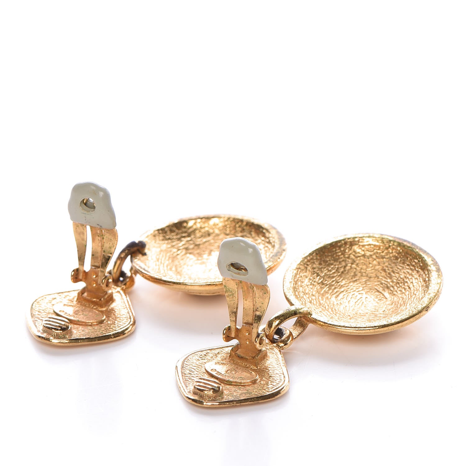 Chanel CC Large Drop Clip On Earrings Gold 4 of 4