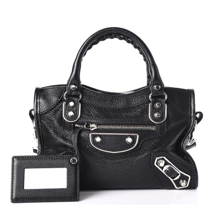 Balenciaga Chevre Silver Metallic Edge Hardware Mini City Black 1 of 8
