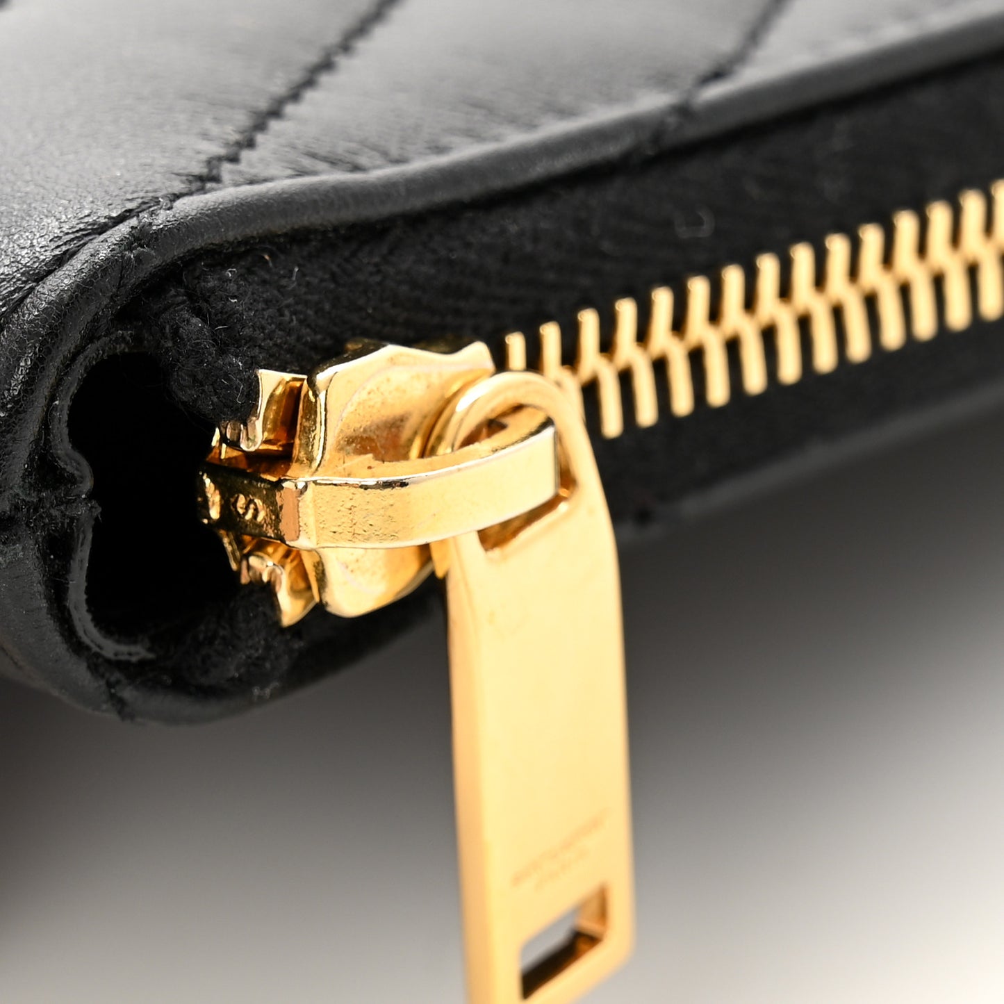 Calfskin Matelasse Chevron Monogram A5 Wristlet Black