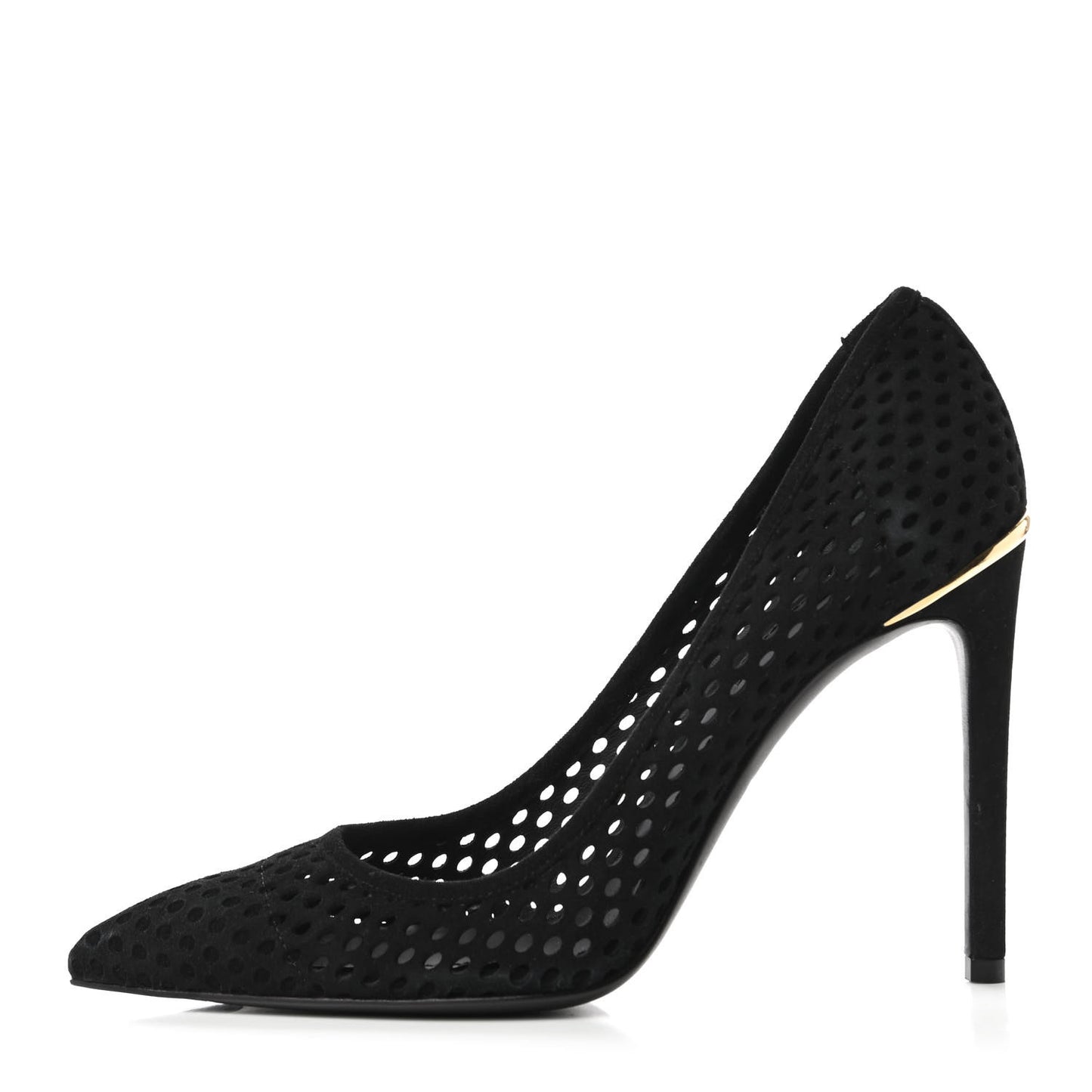 Suede Perforated Eyeline Pumps 37.5 Black