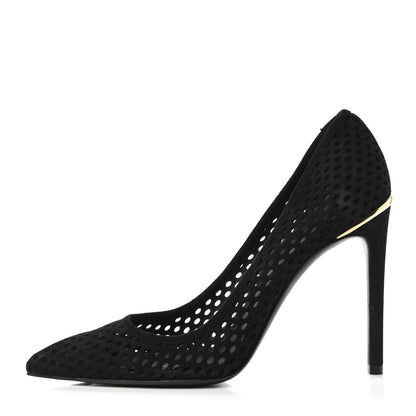 Louis Vuitton Suede Perforated Eyeline Pumps 37.5 Black 1 of 8