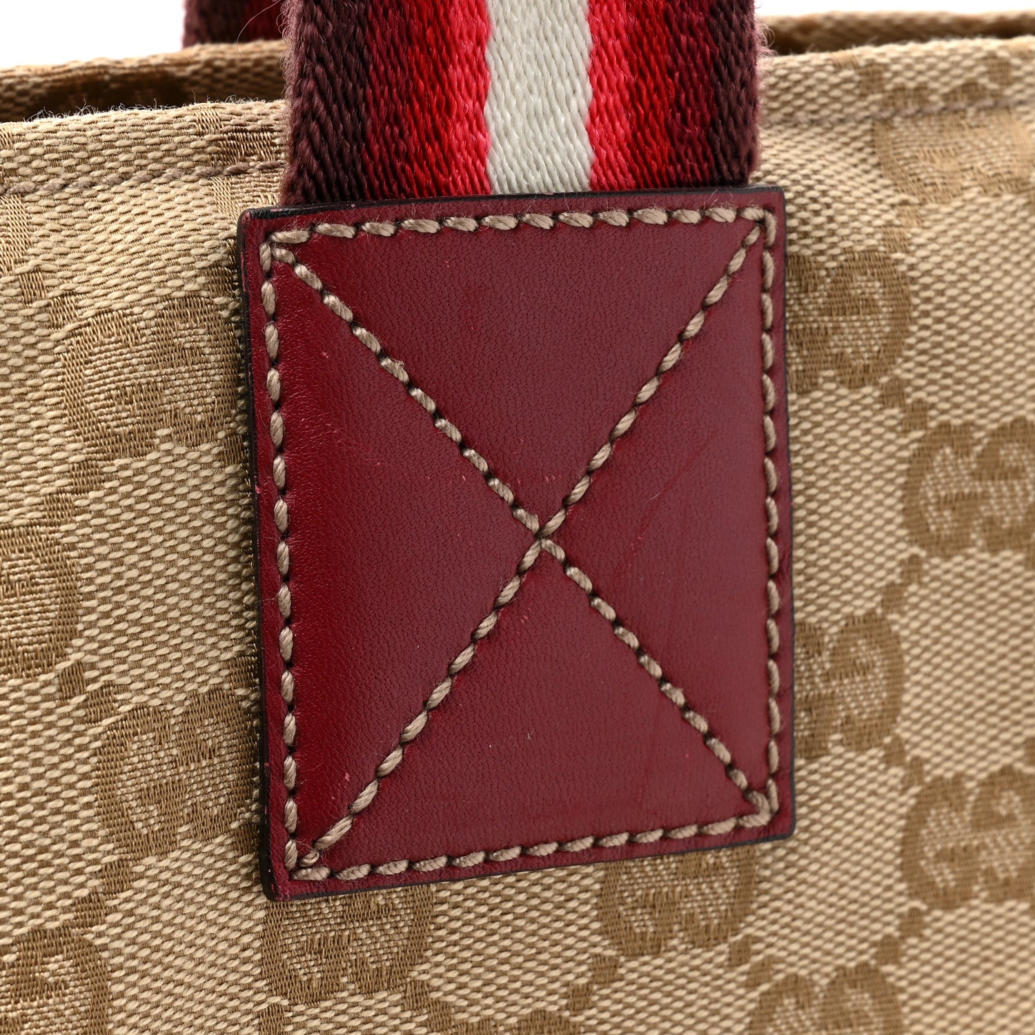 Gucci GG Monogram Large Web Handle Bucket Tote Red 14 of 19